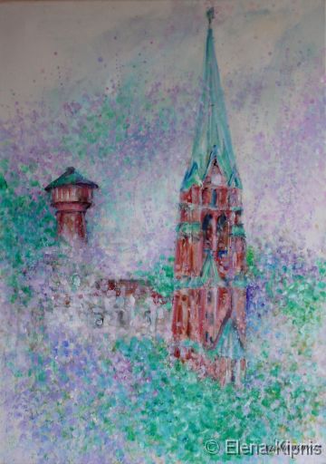 10 - Die Tuerme ueber Elmshorn Acryl, 50 x 70 cm